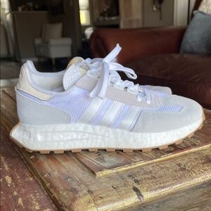 Adidas White and Tan Sneakers